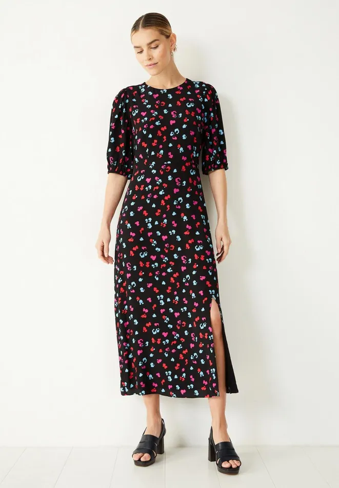 Hush Dresses Women Grace Midi Dress Floral Heart Blackmulti