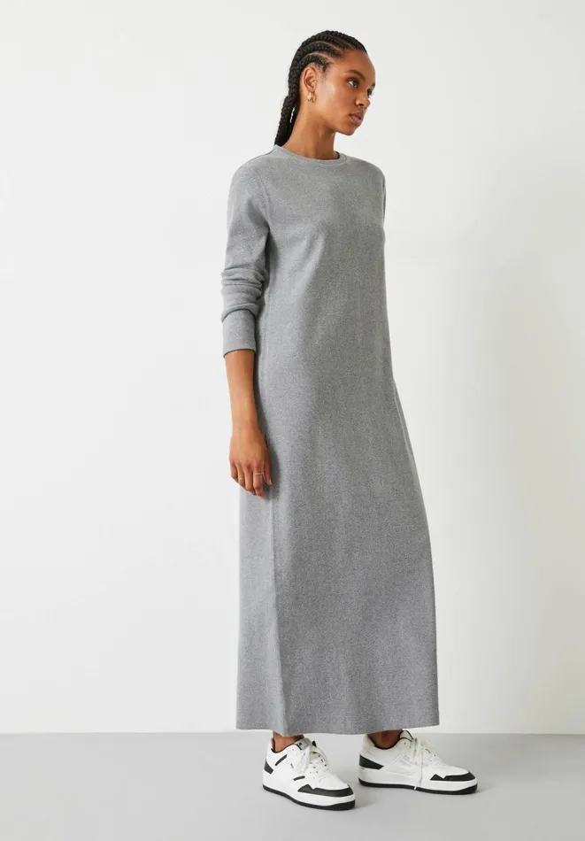 Hush Dresses Women Mel Ribbed Maxi Jersey Dress Mid Grey Marl