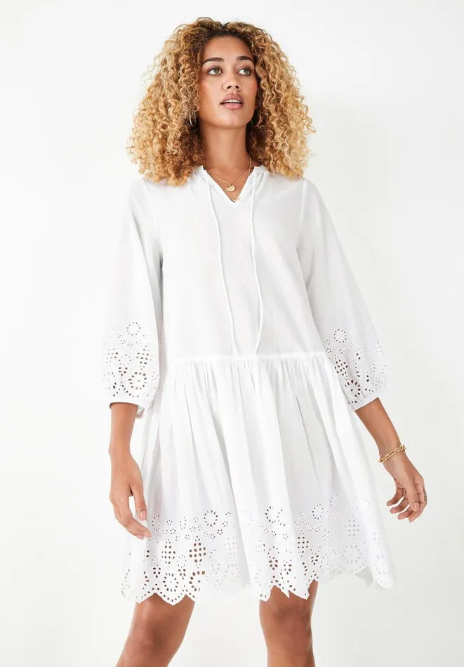 Hush Dresses Women Soleil Broderie Smock Dress White
