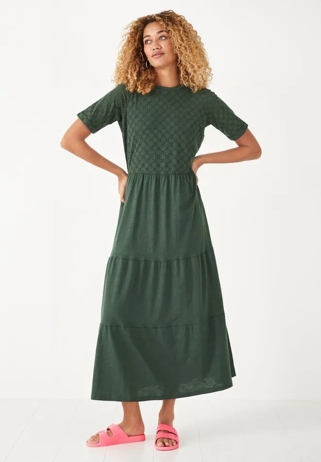 Hush Dresses Women Thalia Broderie Midi Dress Darkest Green