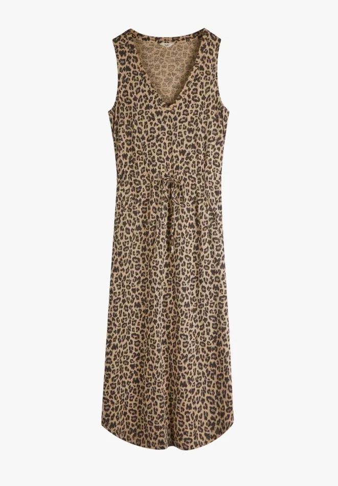 Hush Dresses Women VNeck Cotton Jersey Midi Dress Leopard