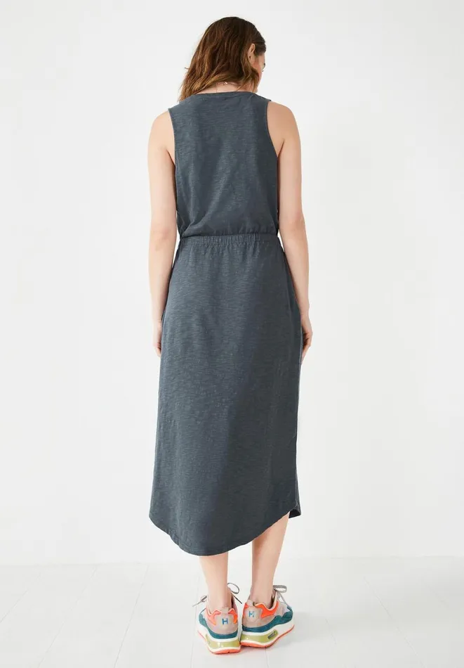Hush Dresses Women VNeck Midi Jersey Dress Washed Black