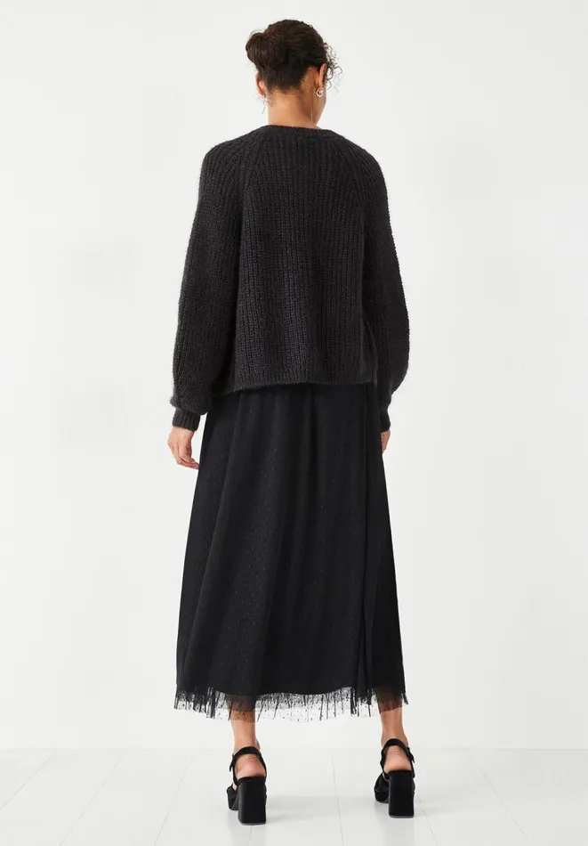 Hush Jumpers and Cardigans Women Blake Gem Button Fluffy Cardigan Black Hush Jumpers and Cardigans Women Blake Gem Button Fluffy Cardigan Black