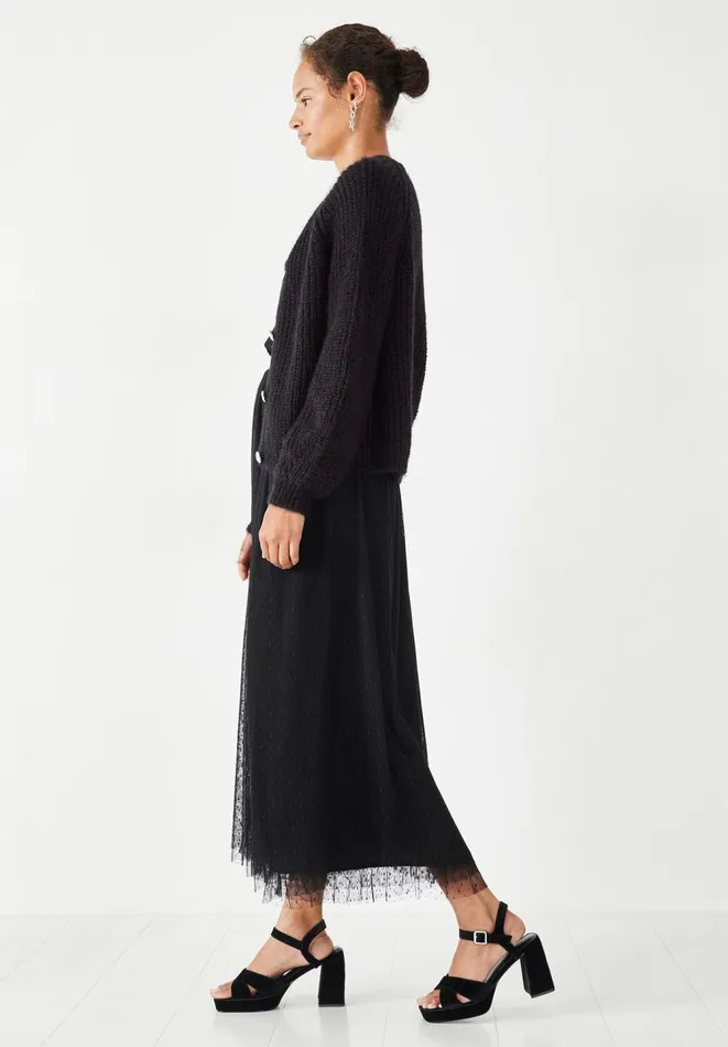 Hush Jumpers and Cardigans Women Blake Gem Button Fluffy Cardigan Black Hush Jumpers and Cardigans Women Blake Gem Button Fluffy Cardigan Black