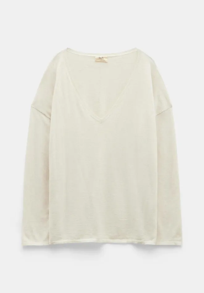 Hush Jumpers and Cardigans Women Kitty Super Slouchy Easy V Jumper Soft White Hush Jumpers and Cardigans Women Kitty Super Slouchy Easy V Jumper Soft White