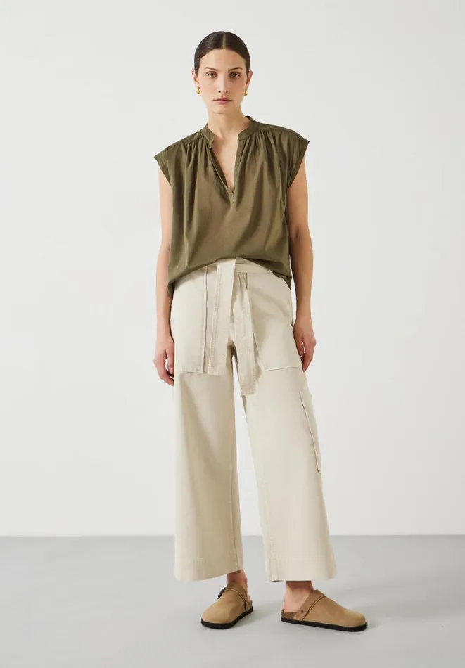 Hush Shirts and Blouses Women Viola Sleeveless Cotton Shirt Olive
