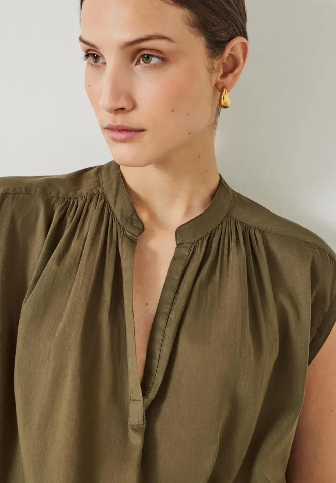 Hush Shirts and Blouses Women Viola Sleeveless Cotton Shirt Olive