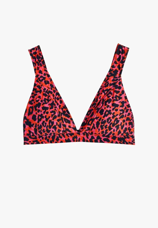 Hush Swimwear and Beachwear Women Wide Strap Bikini Top Orangepink Leopard Hush Swimwear and Beachwear Women Wide Strap Bikini Top Orangepink Leopard