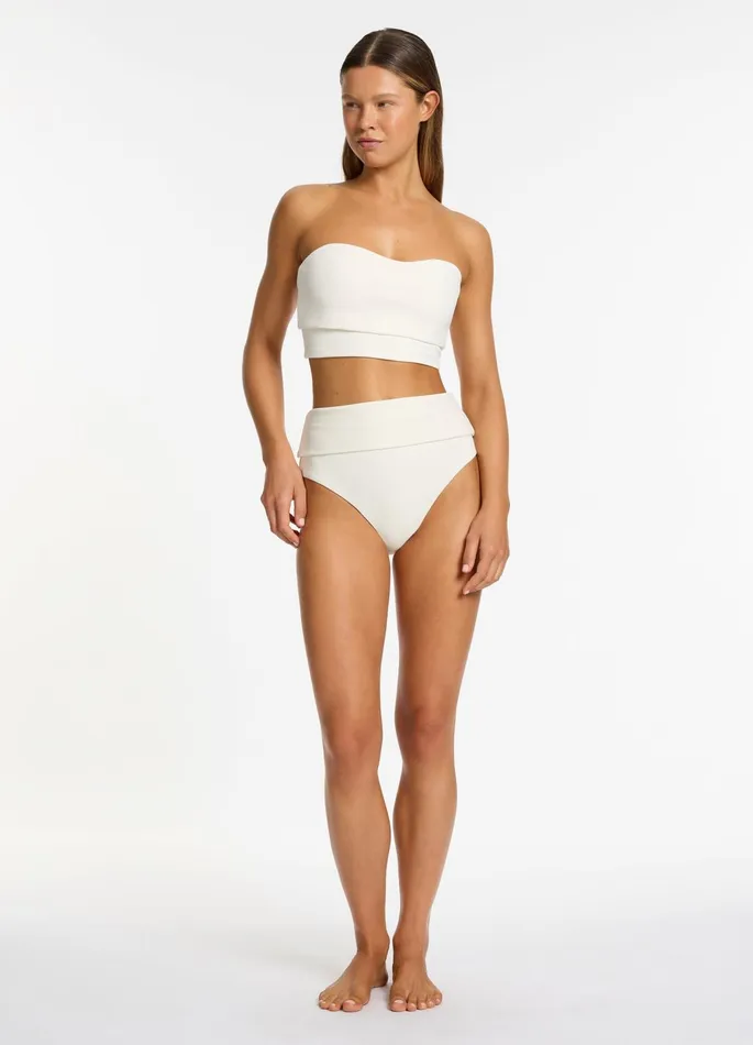 Isla Rib Fold Down High Waisted Bikini Bottom Cream Women JETS Australia High Waist Bikini Bottoms Isla Rib Fold Down High Waisted Bikini Bottom Cream Women JETS Australia High Waist Bikini Bottoms