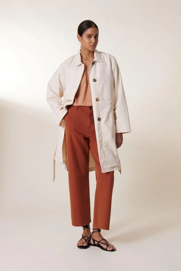 Jackets and Coats Women Leon and Harper Trench Avumia Plain Ecru