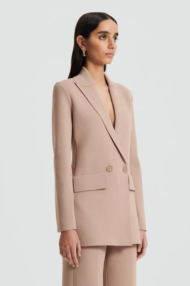 Jackets Scanlan Theodore Women CREPE KNIT TAILORED BLAZER OAT Jackets Scanlan Theodore Women CREPE KNIT TAILORED BLAZER OAT