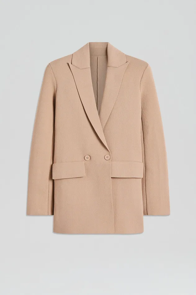 Jackets Scanlan Theodore Women CREPE KNIT TAILORED BLAZER OAT Jackets Scanlan Theodore Women CREPE KNIT TAILORED BLAZER OAT