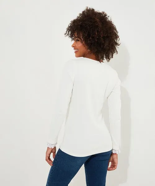 Joebrowns Tops Tunics and Blouses Apparel Trixie Collar Detail Top BlueCream Joebrowns Tops Tunics and Blouses Apparel Trixie Collar Detail Top BlueCream