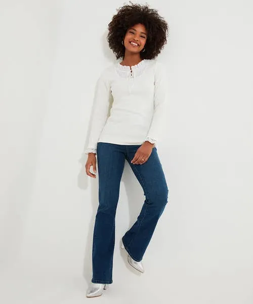 Joebrowns Tops Tunics and Blouses Apparel Trixie Collar Detail Top BlueCream Joebrowns Tops Tunics and Blouses Apparel Trixie Collar Detail Top BlueCream