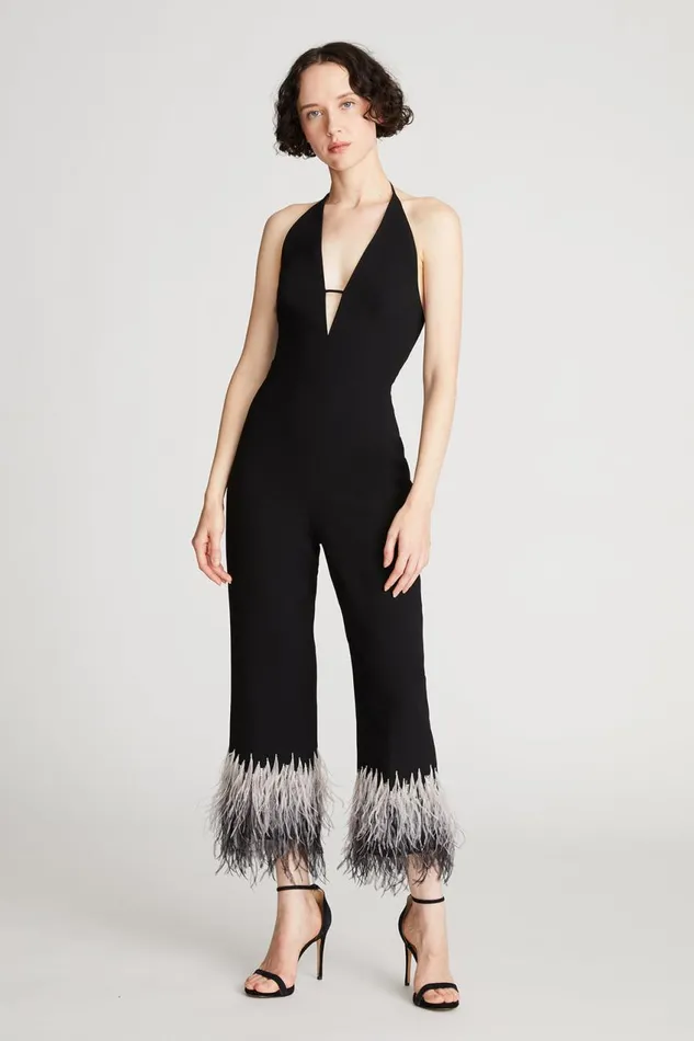 Jumpsuits Women Halston Kaitlyn Jumpsuit In Moss Crepe Black Jumpsuits Women Halston Kaitlyn Jumpsuit In Moss Crepe Black