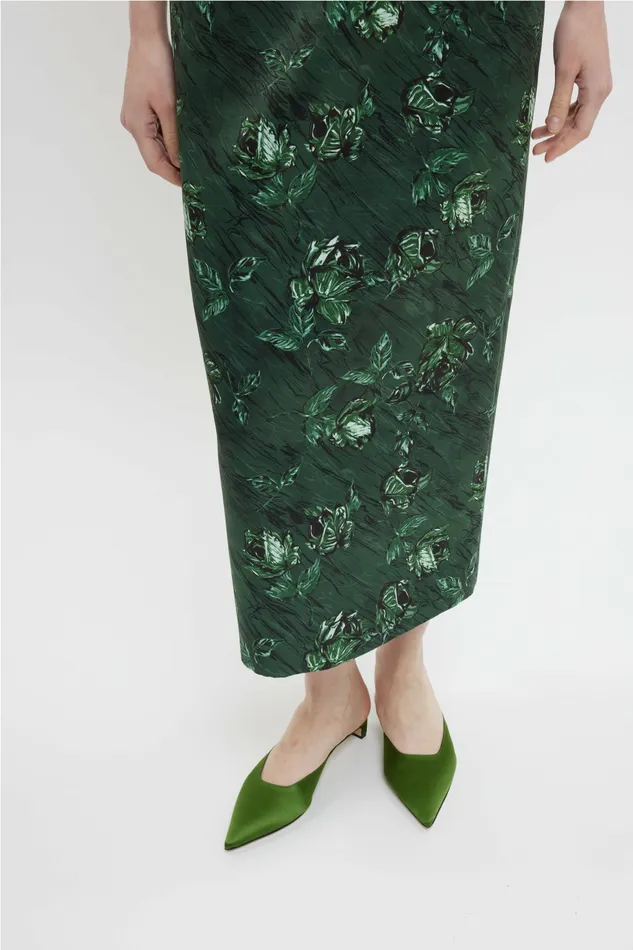 Keeley Strapless Dress In Green Roses Marble Print Dresses Emilia Wickstead Women Keeley Strapless Dress In Green Roses Marble Print Dresses Emilia Wickstead Women