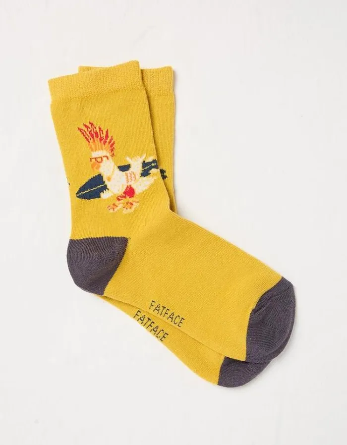 Kids FatFace Buy 2 Get 1 Free Socks 1 Pack Surfing Bird Sock Golden Yellow