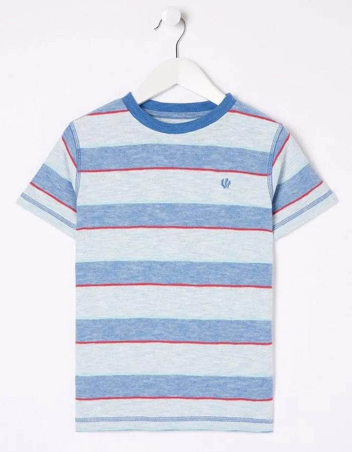 Kids FatFace Mini Me Outfits Multi Fine Stripe TShirt Blue