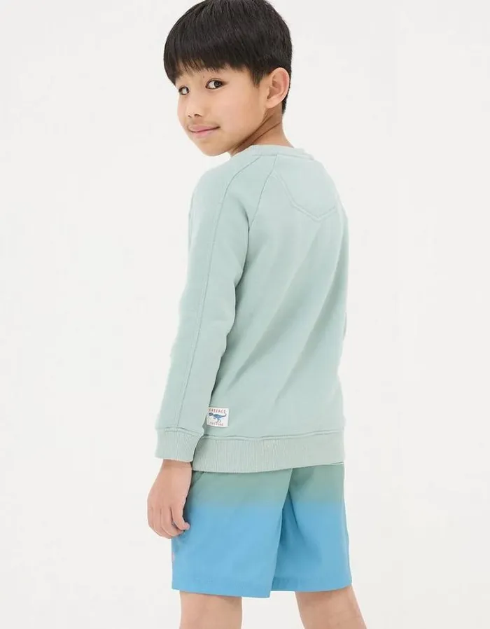 Kids FatFace Sweatshirts and Hoodies Surf Graphic Crew Sweatshirt Sage Green