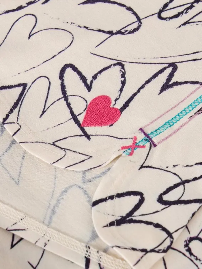 Kids LS Heart Stripe Tee White Multi White Stuff Tops
