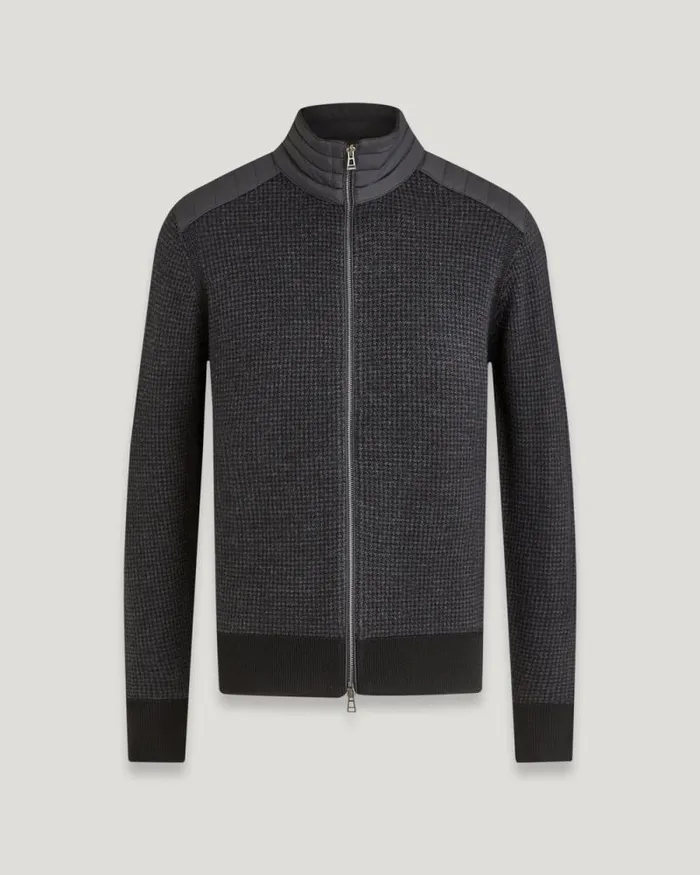 Knitwear Men Belstaff Kelby Zip Cardigan Black Charcoal