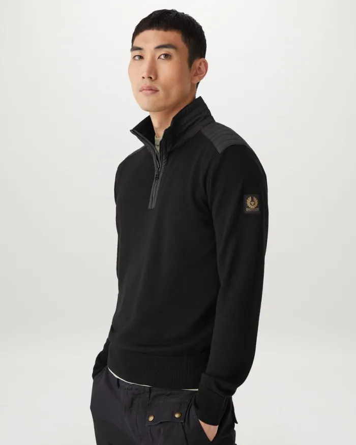 Knitwear Men Belstaff Kilmington Quarter Zip Black Knitwear Men Belstaff Kilmington Quarter Zip Black