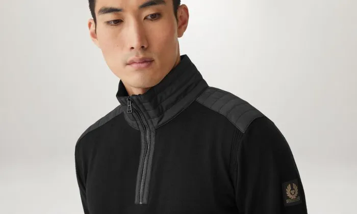 Knitwear Men Belstaff Kilmington Quarter Zip Black Knitwear Men Belstaff Kilmington Quarter Zip Black