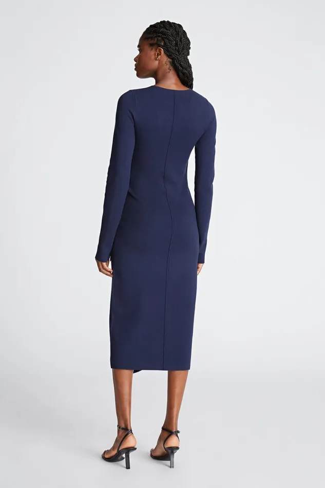 Knitwear Women Halston Anok Dress In Matte Viscose Navy