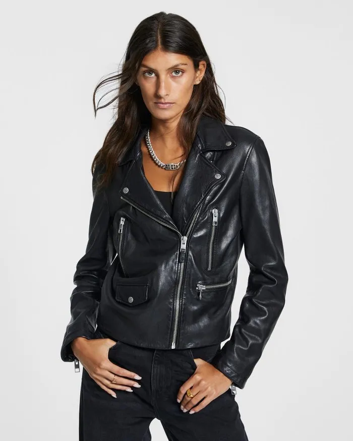 Ksubi Amplify Leather Jacket Black Womens Jackets
