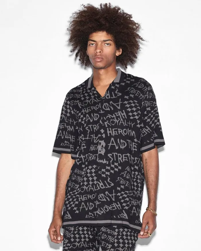 Ksubi Heroism Knit Resort Ss Shirt Black Mens Shirts