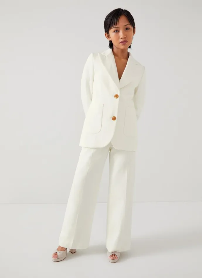 LKBennett Coats and Jackets Women Avery Petite Cream Italian Cotton Jacket LKBennett Coats and Jackets Women Avery Petite Cream Italian Cotton Jacket
