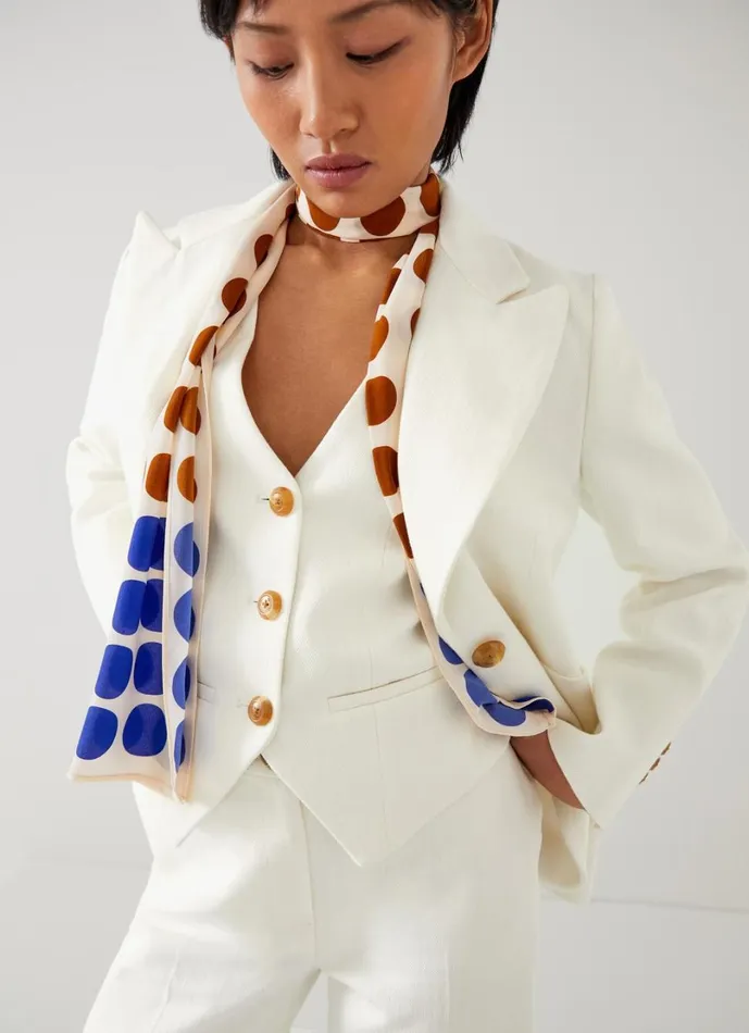LKBennett Coats and Jackets Women Avery Petite Cream Italian Cotton Jacket LKBennett Coats and Jackets Women Avery Petite Cream Italian Cotton Jacket