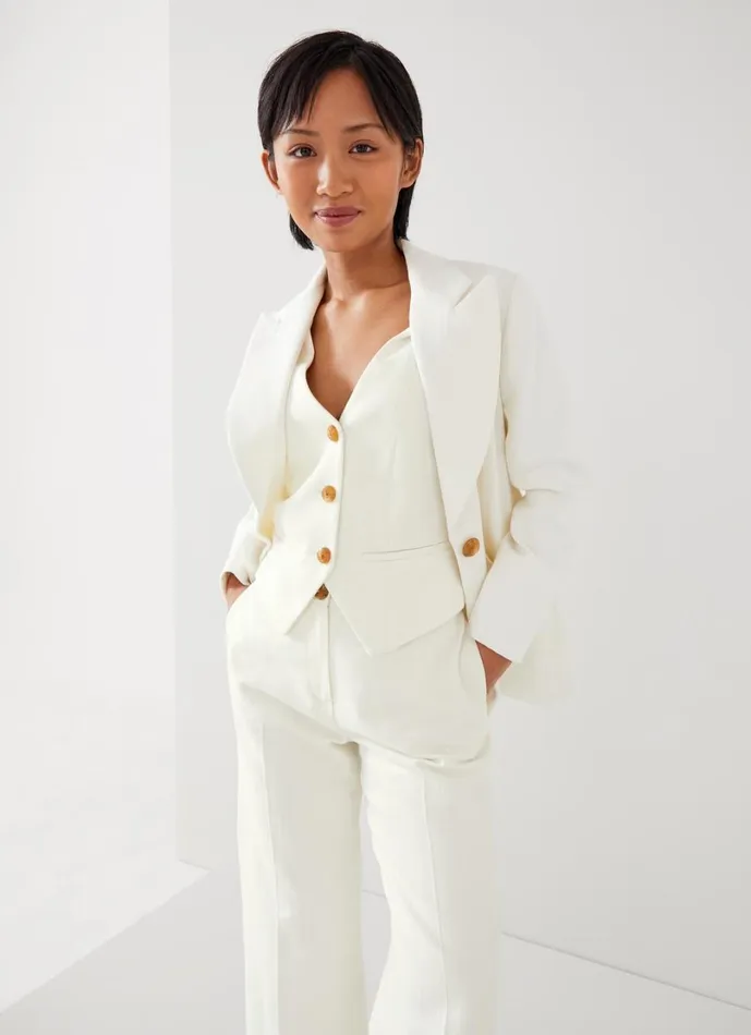 LKBennett Coats and Jackets Women Avery Petite Cream Italian Cotton Jacket LKBennett Coats and Jackets Women Avery Petite Cream Italian Cotton Jacket