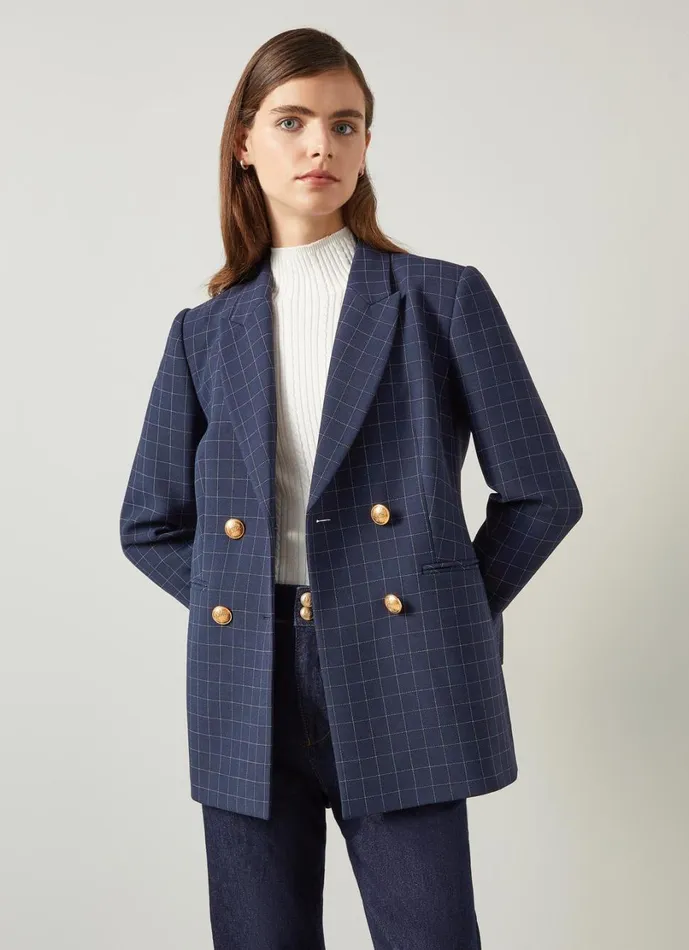 LKBennett Coats and Jackets Women Mariner Midnight and Ivory Tailored Jacket