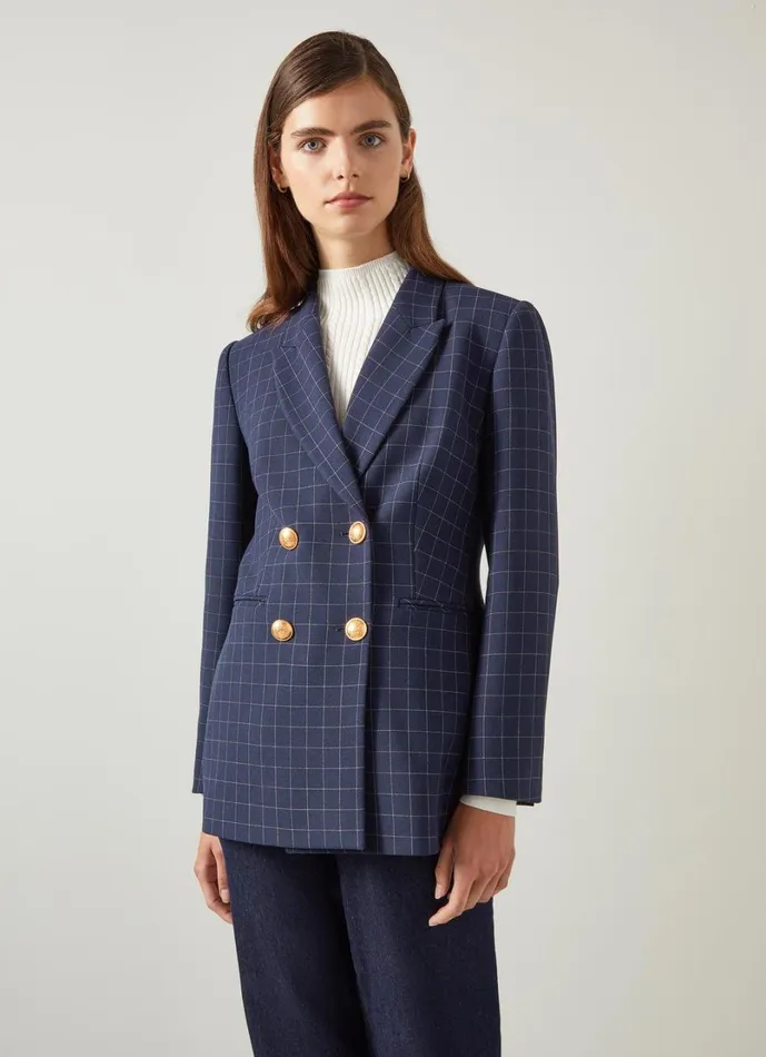 LKBennett Coats and Jackets Women Mariner Midnight and Ivory Tailored Jacket LKBennett Coats and Jackets Women Mariner Midnight and Ivory Tailored Jacket