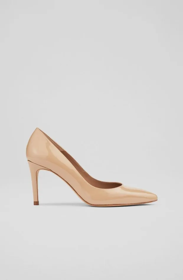 LKBennett Court Shoes Women Floret Beige Patent Leather Pointed Toe Courts