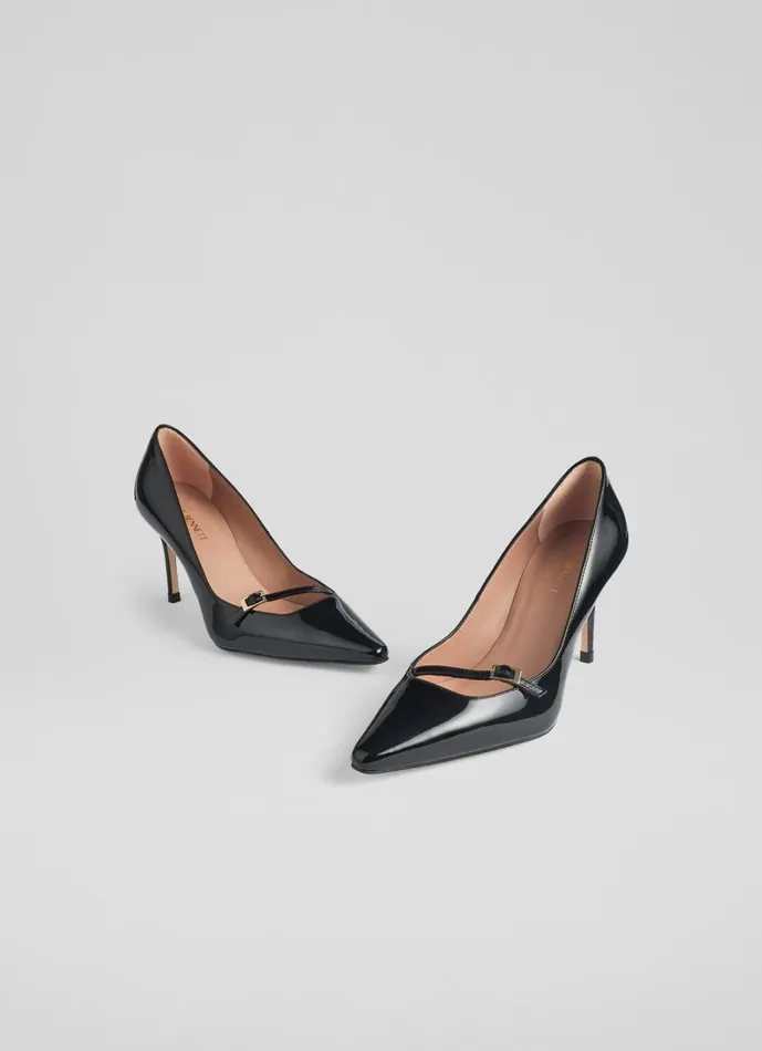 LKBennett Court Shoes Women Larna Black Leather Fine Strap Buckle Court Shoes LKBennett Court Shoes Women Larna Black Leather Fine Strap Buckle Court Shoes