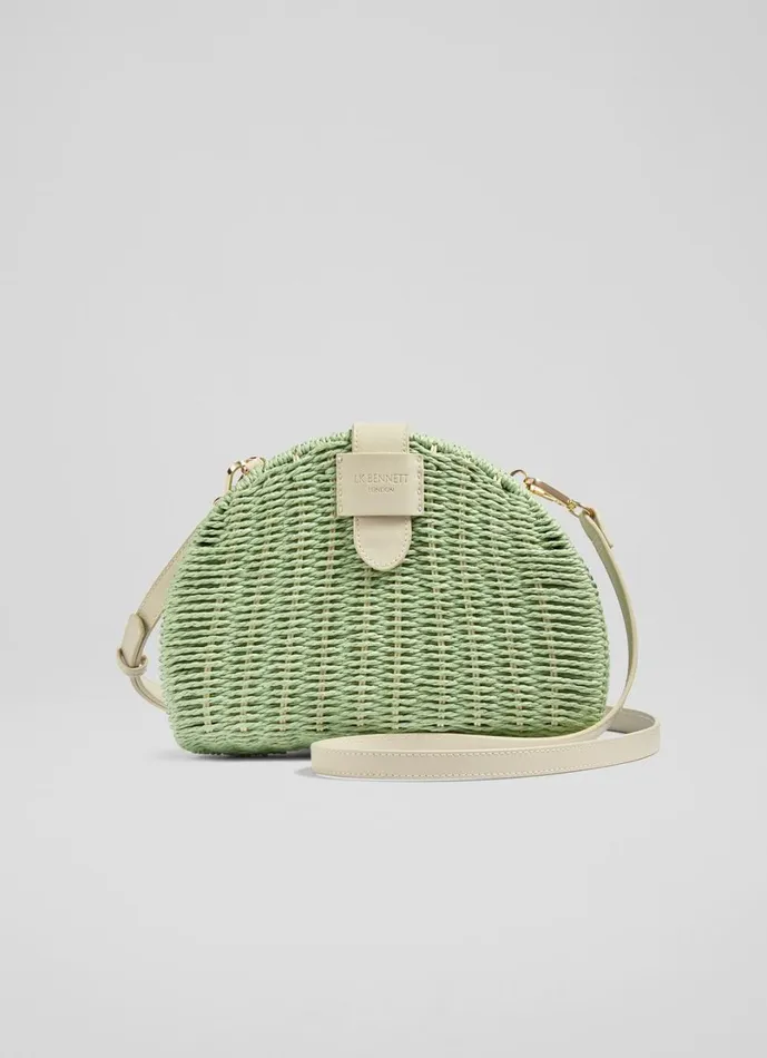 LKBennett CrossBody Bags Women Lorena Green Wicker Shoulder Bag