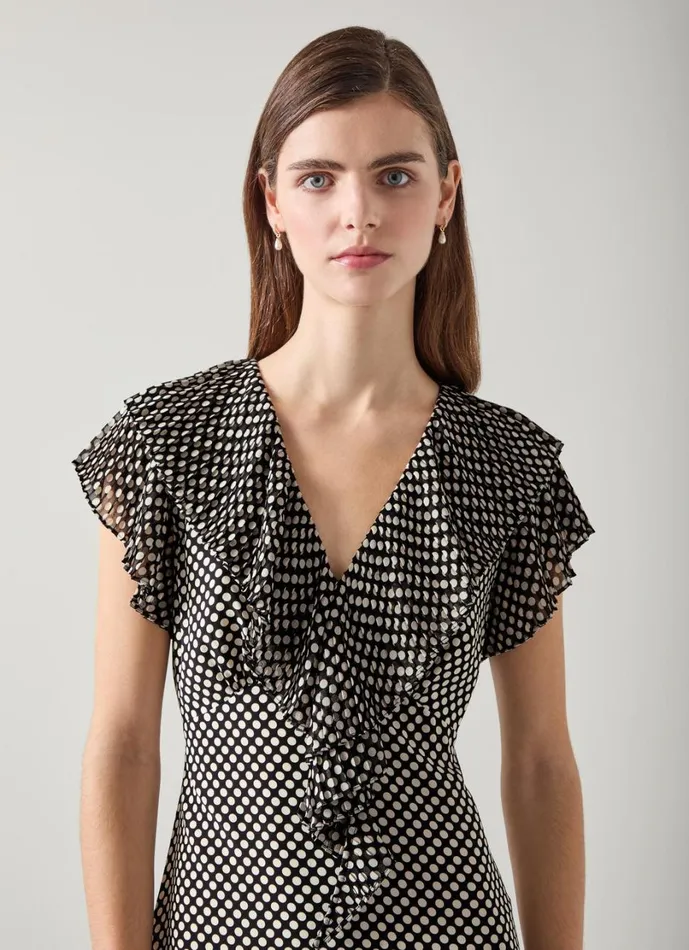 LKBennett Dresses Women Daphne Polka Dot Pleated Dress