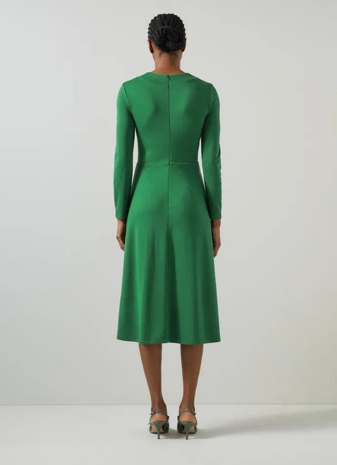 LKBennett Dresses Women Lacey Verdant Green Gathered Bust LENZING ECOVERO Viscose Midi Dress LKBennett Dresses Women Lacey Verdant Green Gathered Bust LENZING ECOVERO Viscose Midi Dress
