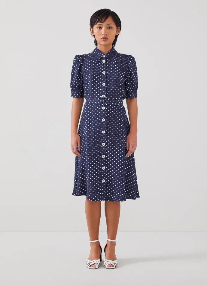 LKBennett Dresses Women Valerie Petite Navy And Cream Shirt Dress