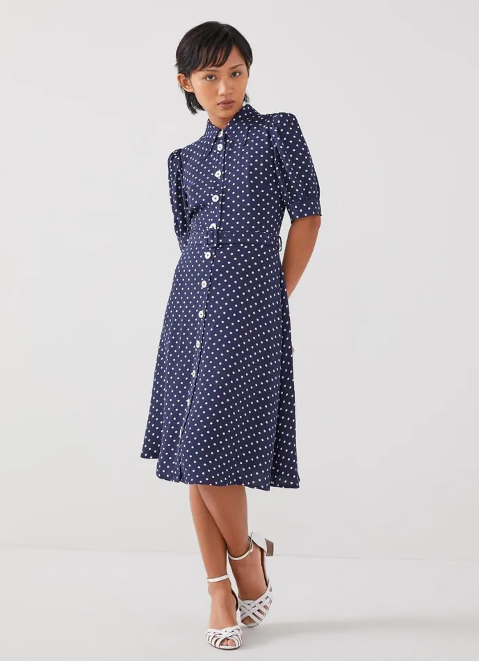LKBennett Dresses Women Valerie Petite Navy And Cream Shirt Dress