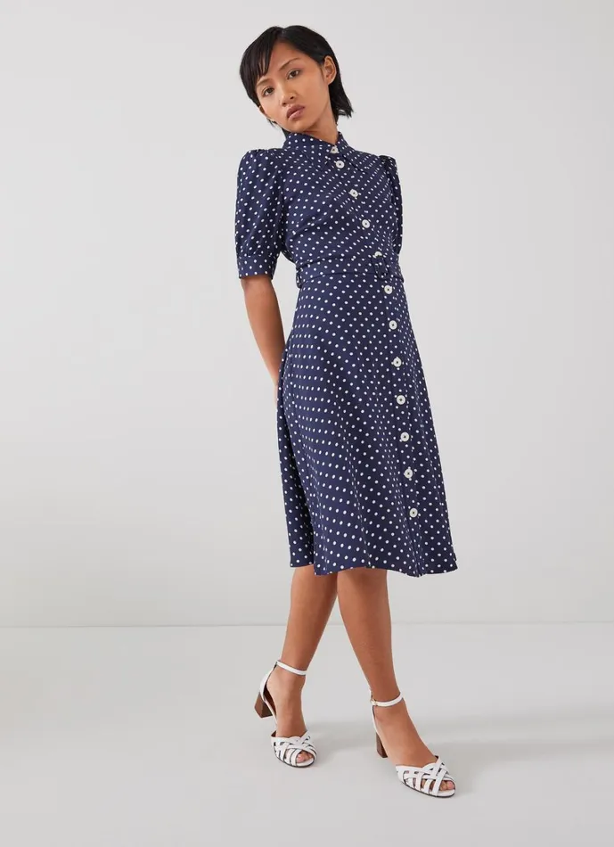 LKBennett Dresses Women Valerie Petite Navy And Cream Shirt Dress