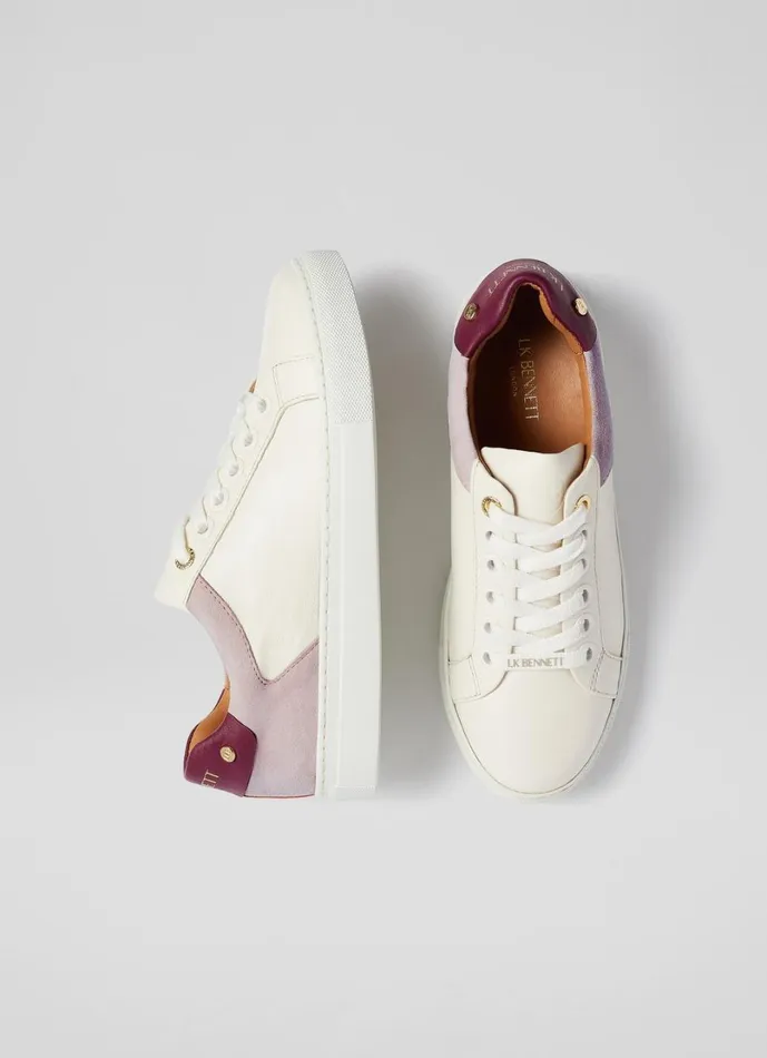 LKBennett Flats Women Signature Cream Pink And Orange Leather Trainers