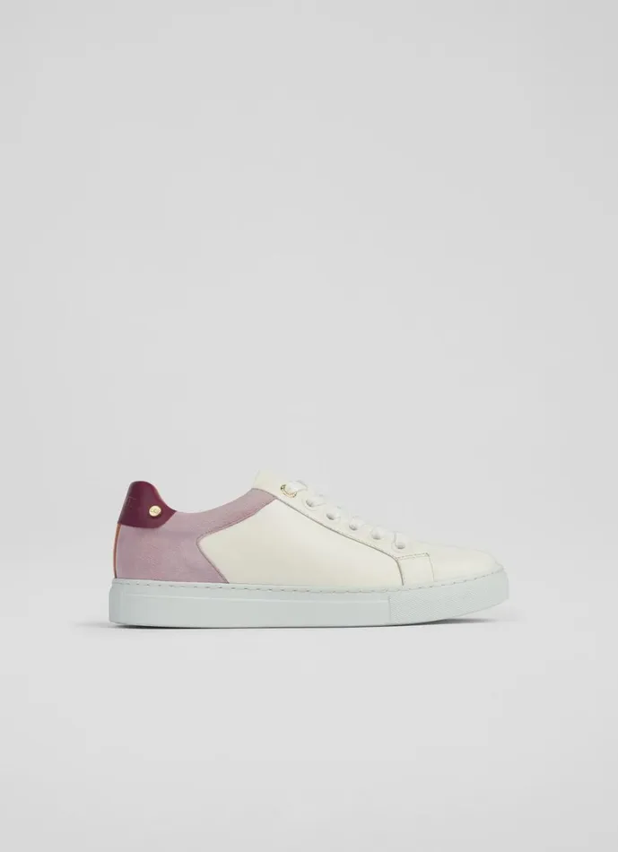 LKBennett Flats Women Signature Cream Pink And Orange Leather Trainers LKBennett Flats Women Signature Cream Pink And Orange Leather Trainers