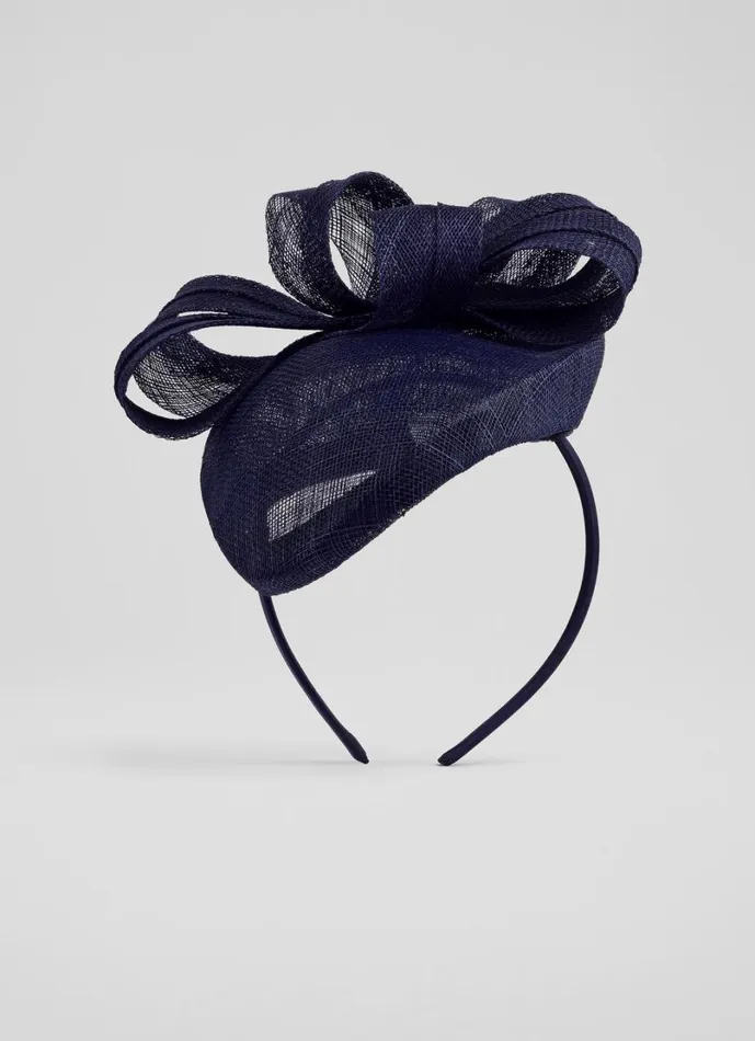 LKBennett Hats and Fascinators Women Elowen Navy Mesh Bow Detail Fascinator