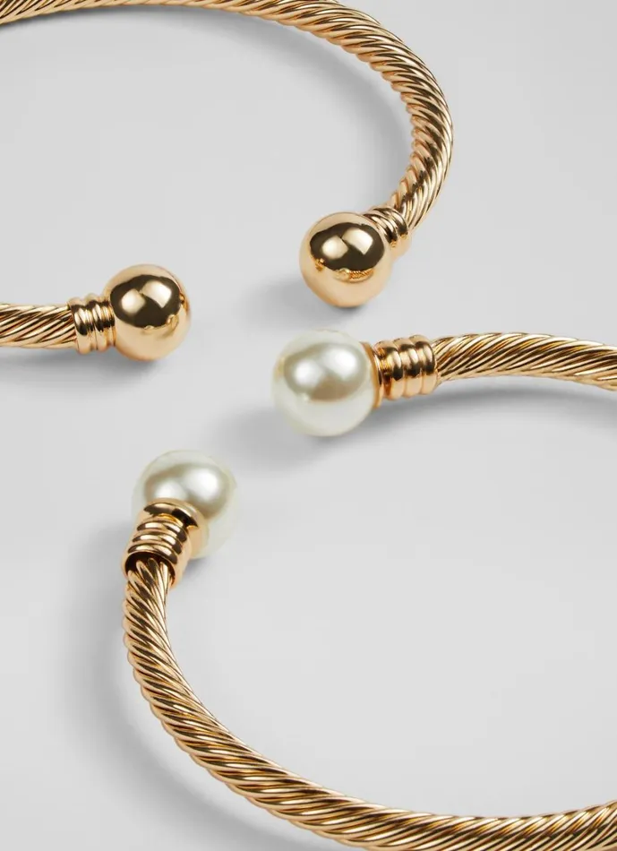 LKBennett Jewellery Women Harper Gold and Pearl Bangles LKBennett Jewellery Women Harper Gold and Pearl Bangles