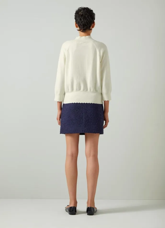 LKBennett Knitwear Women Betty Cream Sustainably Sourced Merino Wool Scallop Edge Jumper LKBennett Knitwear Women Betty Cream Sustainably Sourced Merino Wool Scallop Edge Jumper