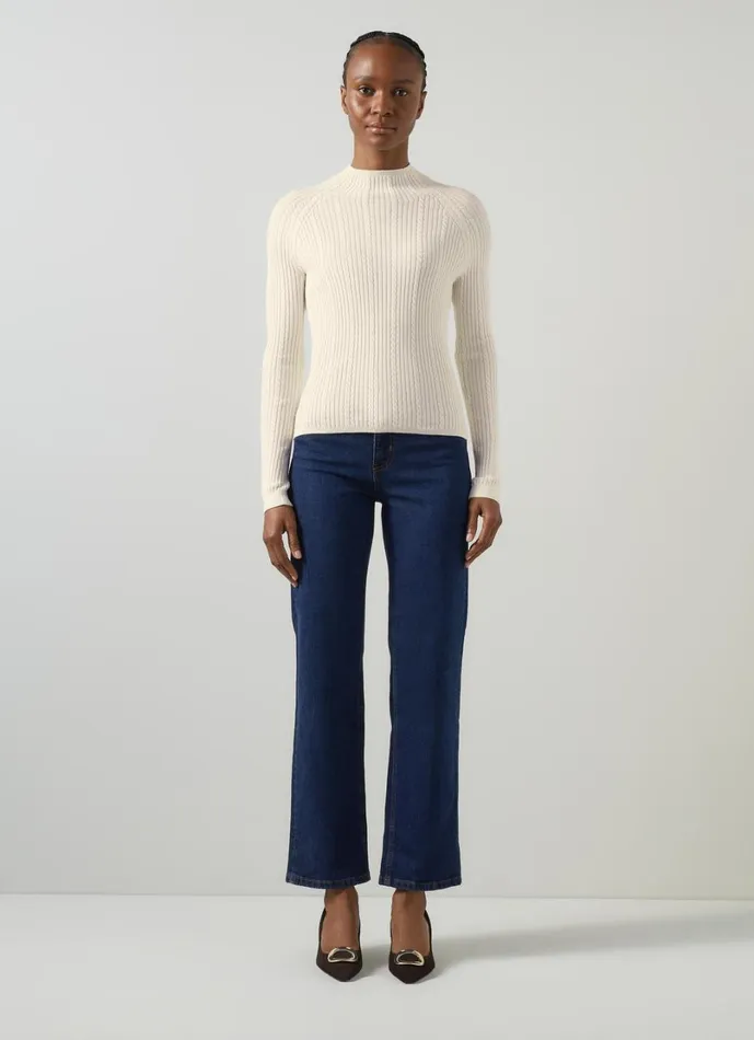 LKBennett Knitwear Women West Coconut Milk Cable Stitch Sweater LKBennett Knitwear Women West Coconut Milk Cable Stitch Sweater