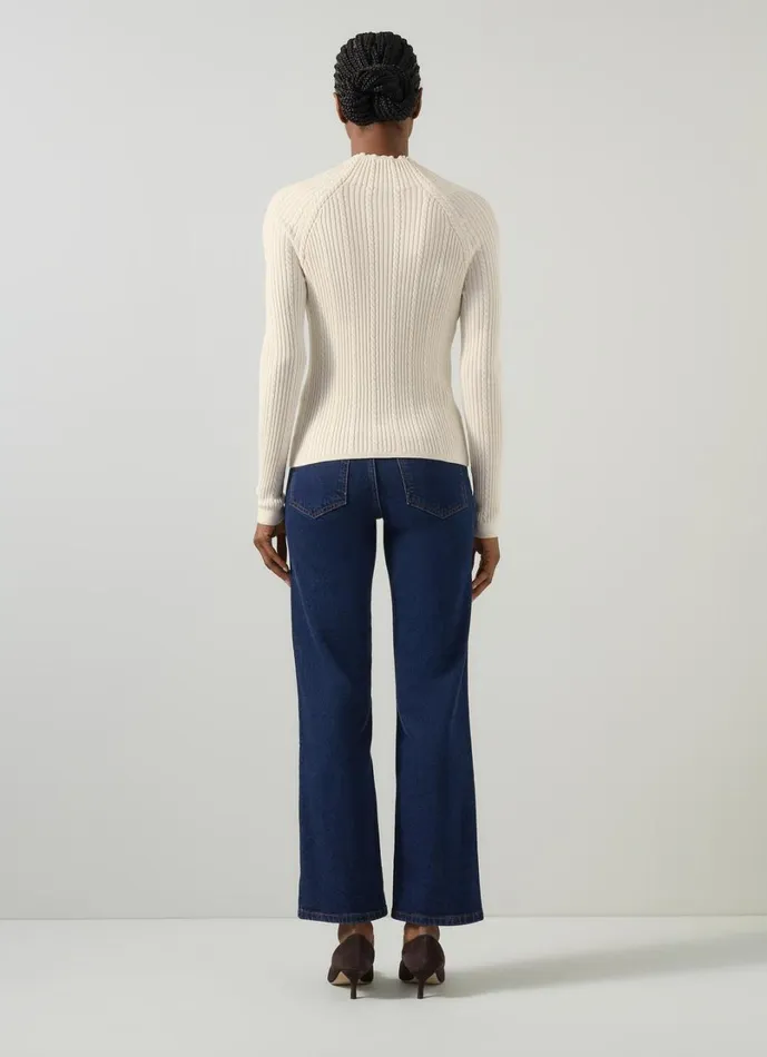 LKBennett Knitwear Women West Coconut Milk Cable Stitch Sweater LKBennett Knitwear Women West Coconut Milk Cable Stitch Sweater